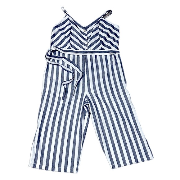 👗🌊 PLANET GOLD Striped Cropped Preppy Jumpsuit | Navy‎ White NWT 2X - Picture 1 of 1